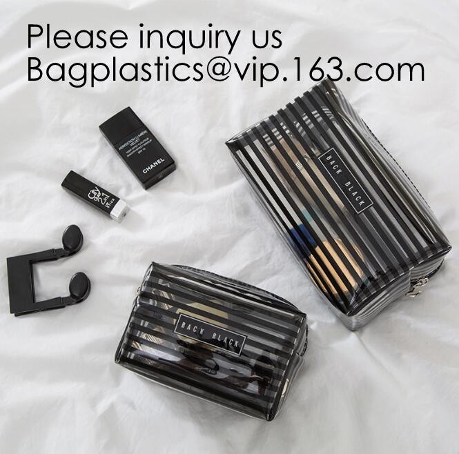 Clear Zipper Pouch with Strap Makeup Bag PVC Cosmetic Pouch,Printing Clear Zip lockk Cosmetic PVC Pouch, bagease, bagplast