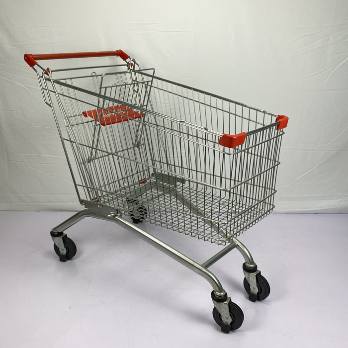 Zinc 180L Supermarket Shopping Trolley Cart For Multiple People