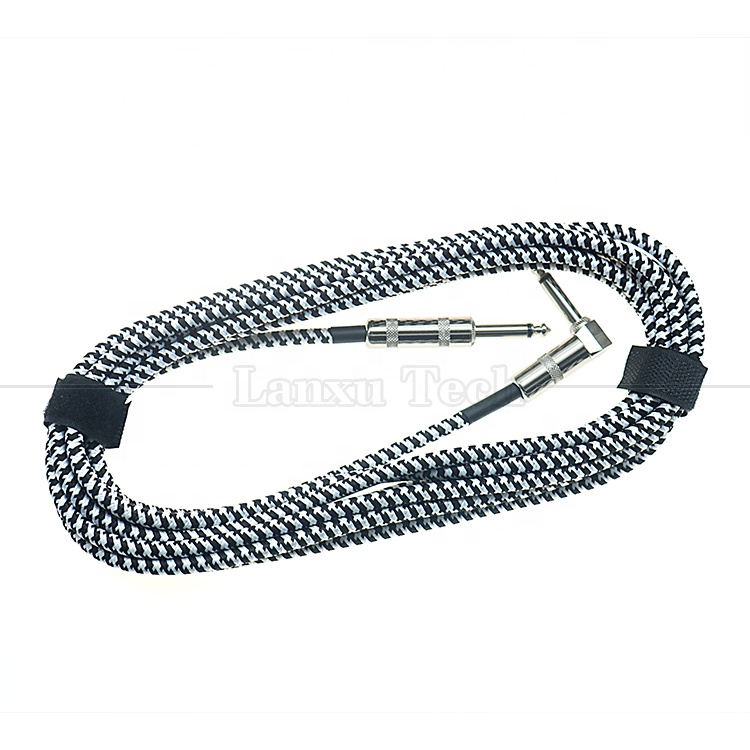3M Right Angle Braided Metal 6.35mm 1/4 TS Jack Audio Electric Guitar Effect Instrument Bass Amp Patch Lead Cable