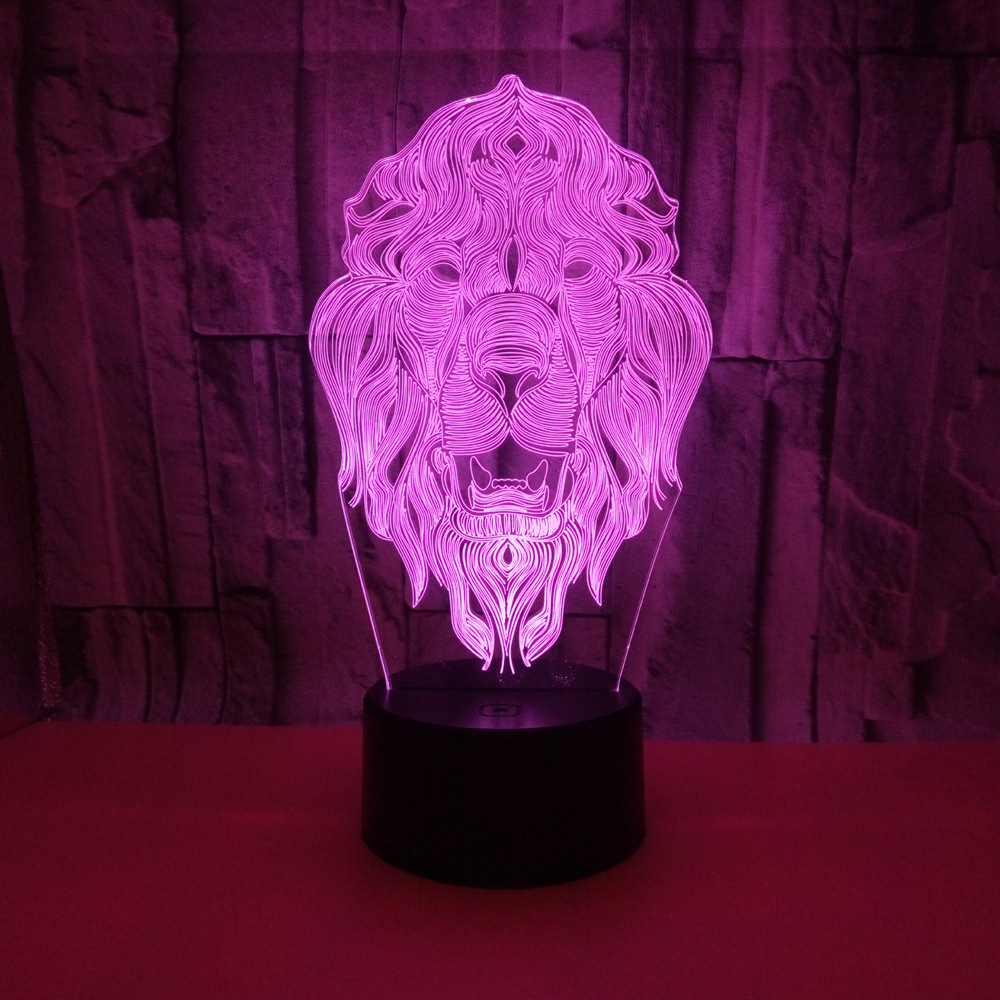 Custom picture memento Lion child animal 3D night Lights Colorful Vision LED Gift Decoration Atmosphere Table Lamp