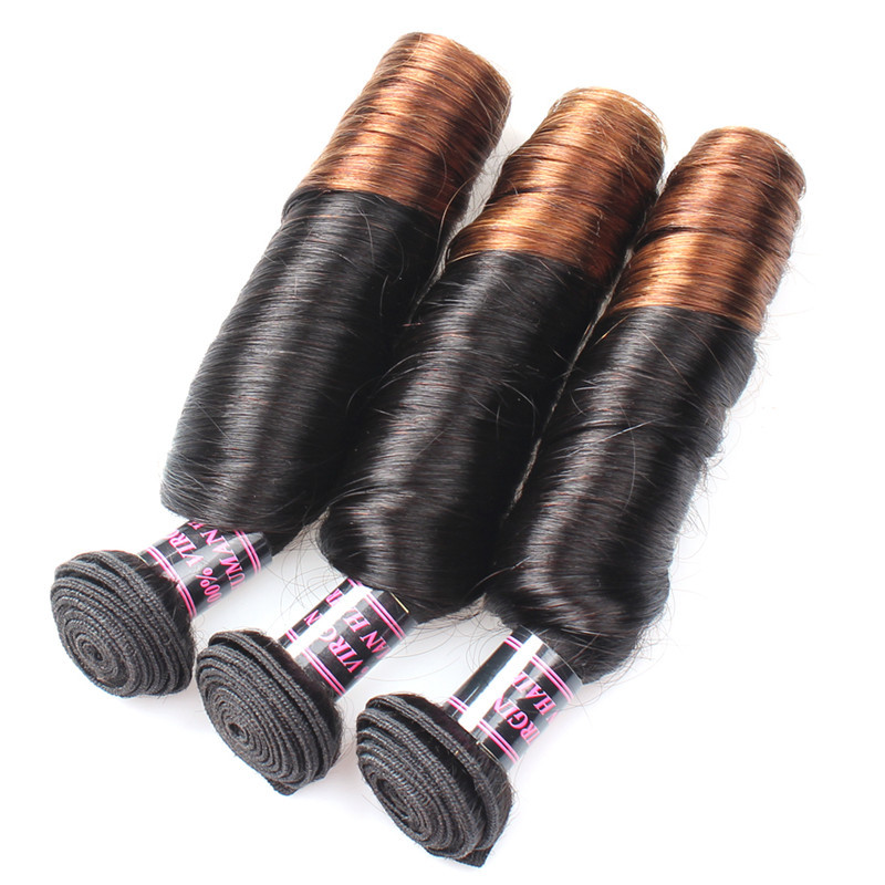 New Fashon Design Ombre Color Spring Curl No Smell Nice Touch Virgin Human Hair Weft