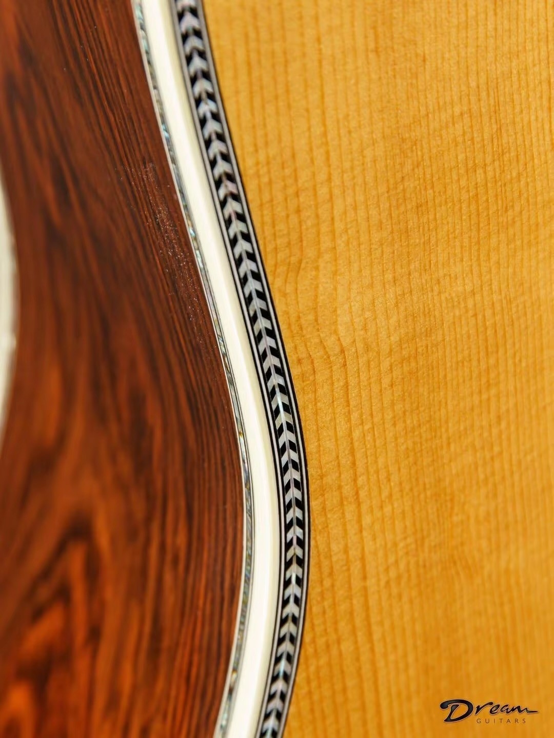 Custom Martin Style D-50 Limited-Edition Dreadnought Acoustic Guitar Natural with Herringbone Binding, Solid Wood Guitar