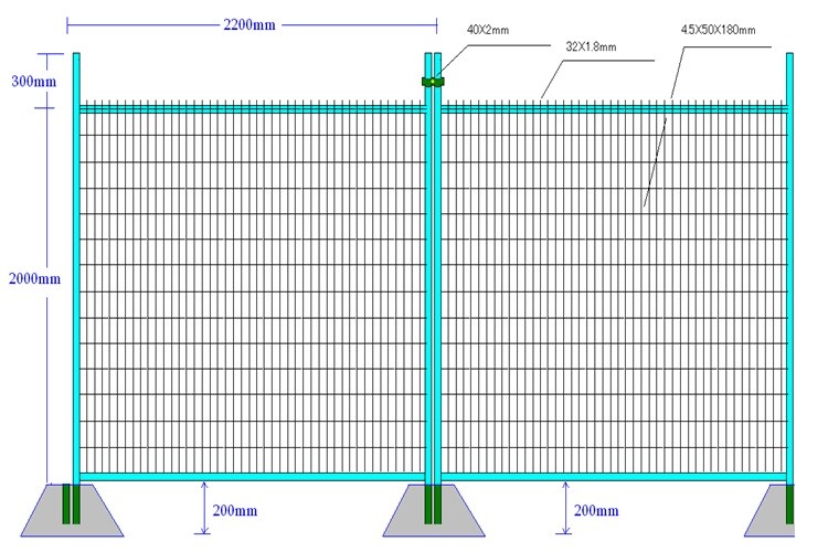 Safety Traffic Movable Fence Temporary Fence Powder Coated Site Fence