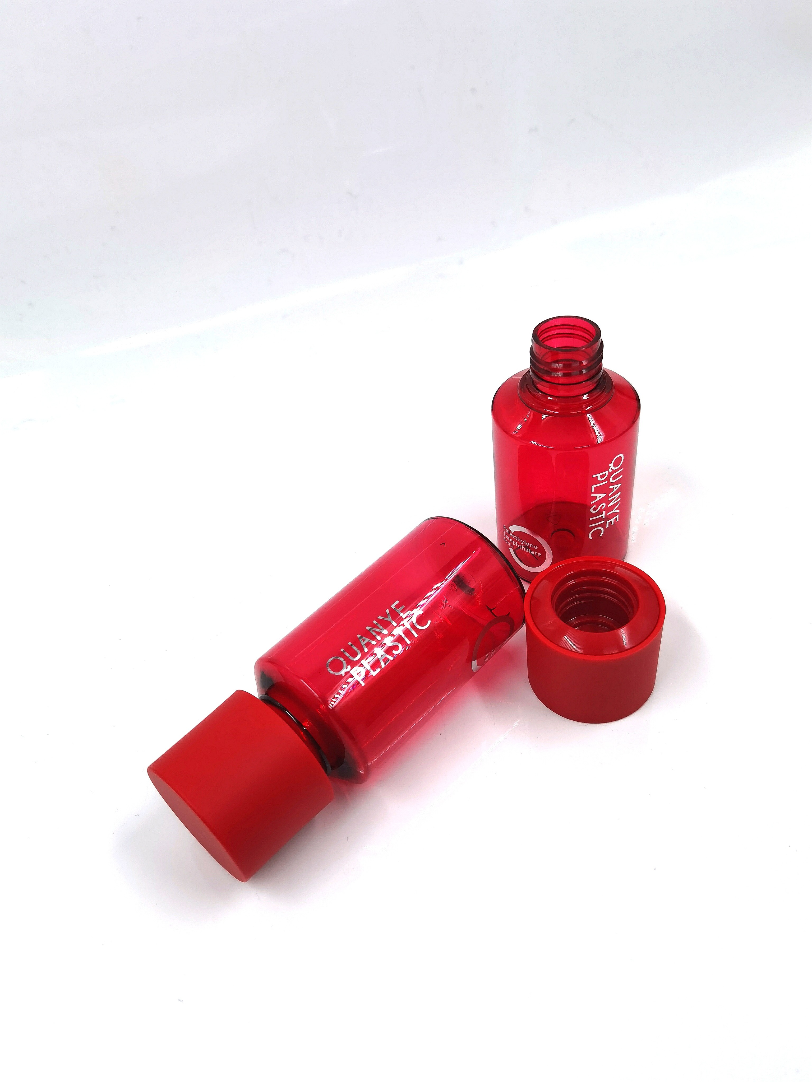 100ml Plastic Cosmetic Bottles Matted Ref Double Wall Cap Silver Hot Stamping Logo