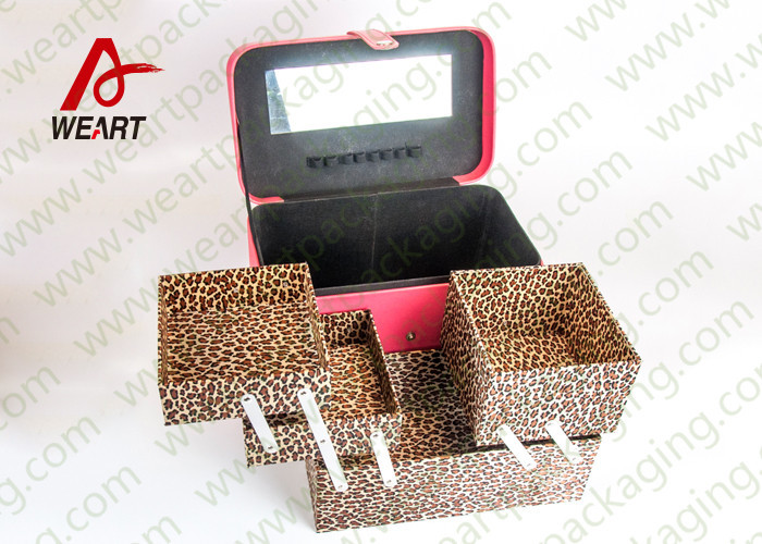 Leopard Printed Cosmetics Foldable Paper Box With Mirror Matte Lamination Suface