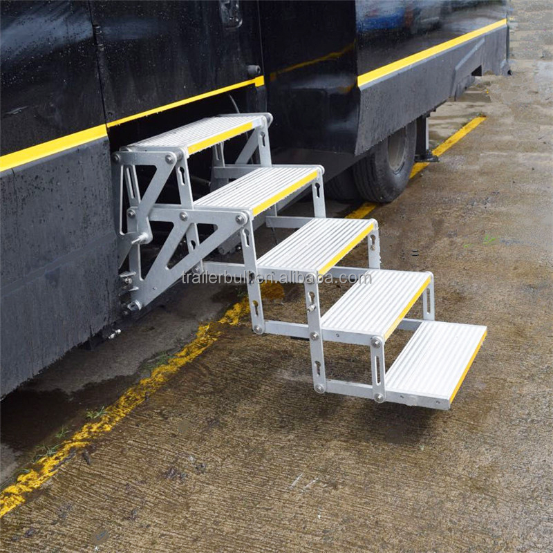 Powder Coated Aluminum Alloy Electric Swing Motorhome Stairs 6 Steps 1350mm Floor Height