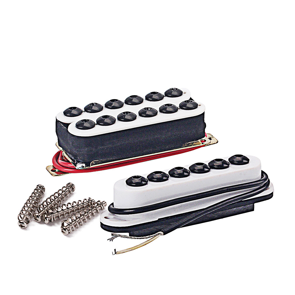 Humbucker Double Coil Pickups Ceramic 6.7KΩ Neck 16.3KΩ Bridge White Adjustable Screw