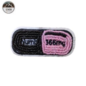 Fashion Pill Custom Logo Patches , Beads Handmade Custom Shirt Patches