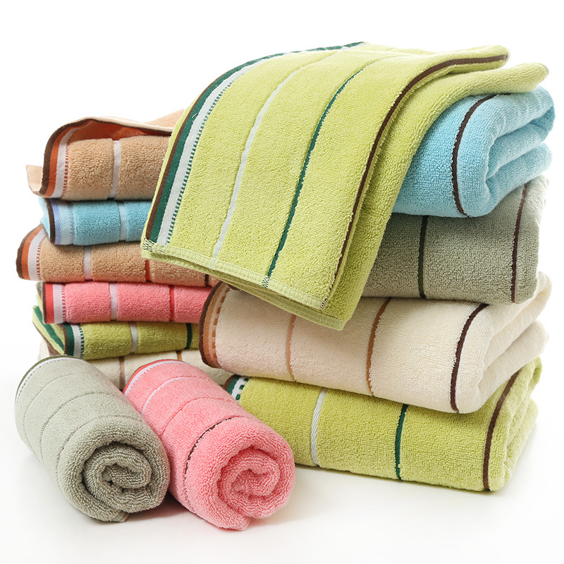 Six Color Striped Bath Towel Set Sustainable Thick Absorbent Cotton Great for Gifting