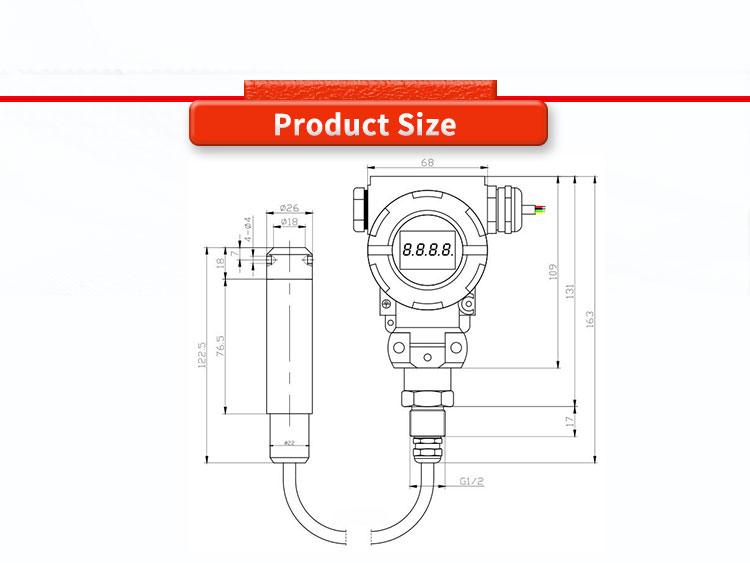 Industrial Grade UNIVO UBPT500-601TSY Digital Liquid Level Gauge for Harsh Conditions
