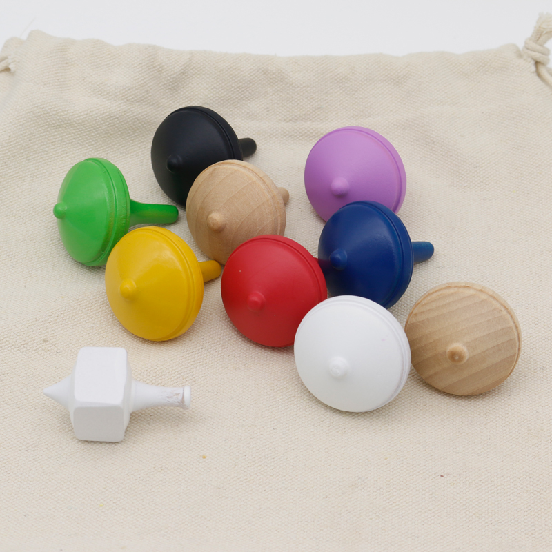 Colorful Kindergarten Wooden Spinner Toy Wooden Top Educational Toys
