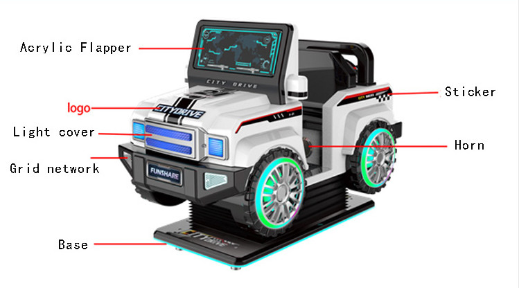 English Version City Suv Kiddie Ride Machines With FRP / PVC Material Durable