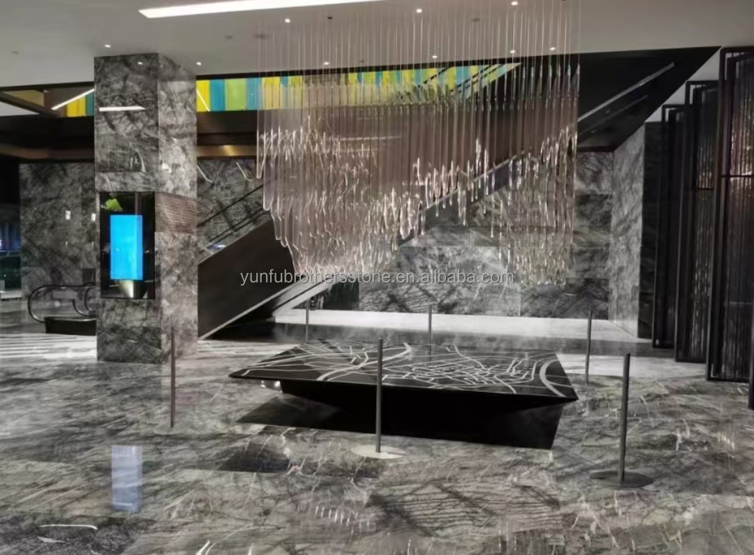 Graphic Design Natural Stone Italian Silver Fir Marble Floor Tile for Living Room