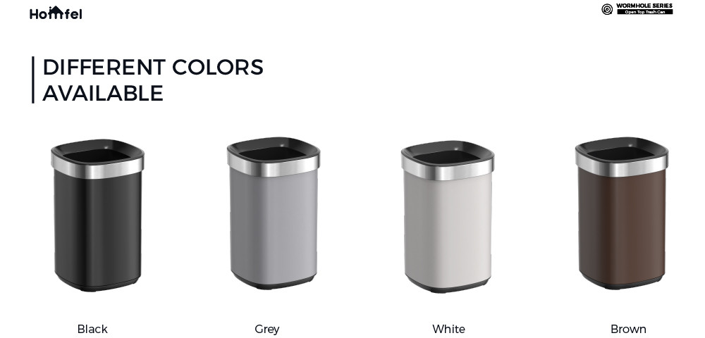 Rectangle Structure Open Top Trash Bin Garbage Can Household Stainless Steel
