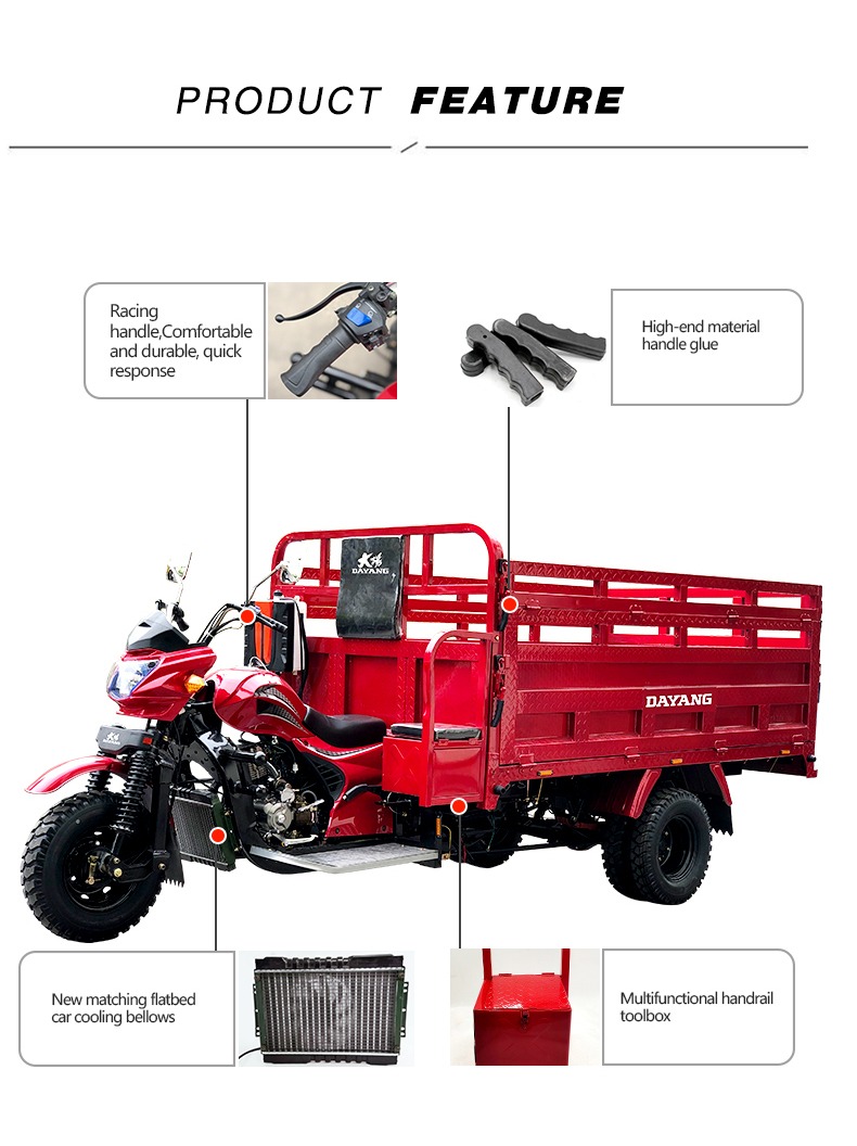 Certified Alibaba Gold 5 Wheels Petrol Motorized Cargo Tricycle with High Payload Capacity