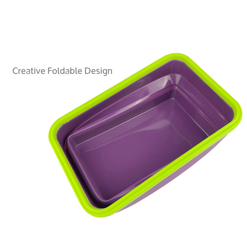 BPA-Free Space Saving Rectangle Lightweight 40 Quart Capacity Pop Up Portable Washing Food Storage Bowl with Airtight Lid
