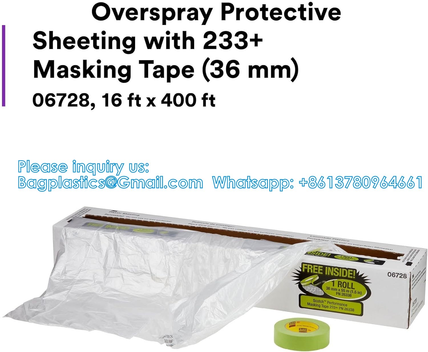 Overspray Paintable Plastic Sheeting - 10 Micron, Protective Masking Film Cover - Auto Car Painting, Bodyshop
