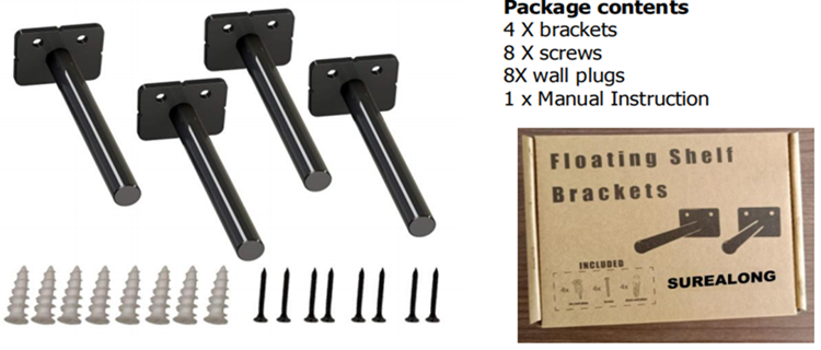 Solid Steel Powder Coating Rustproof Blind Shelf Support Floating Shelf Bracket 6" Steel Rod with 1/2 Diameter