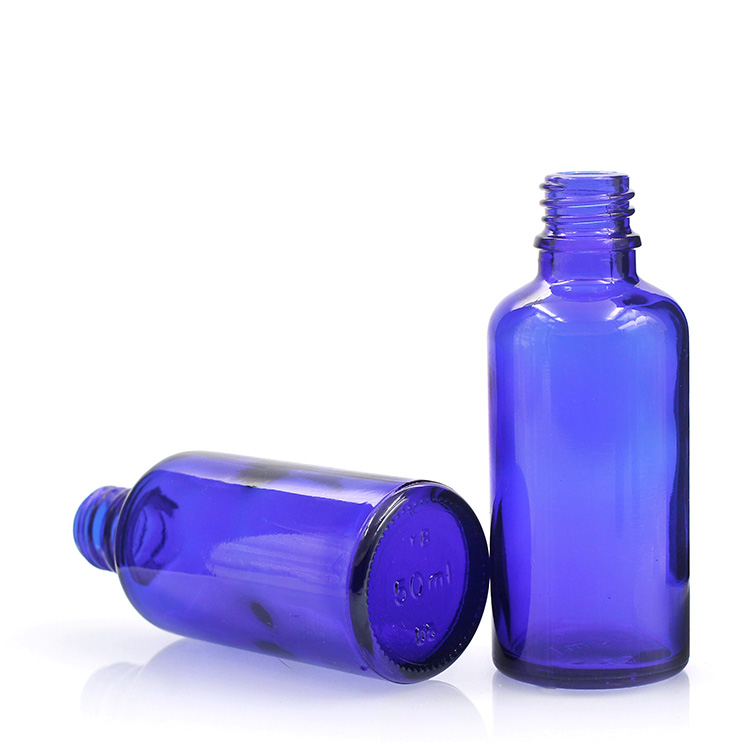 Cosmetic Packaging Blue Essential Oil Bottles Glass Dropper Bottles 50ml