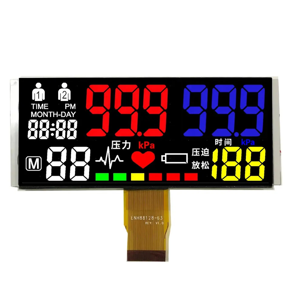 Customized 7 Segment LCD Display Ozone Anion Disinfection Machine Fresh Air Controller VA Black Background LCD For Oximeter