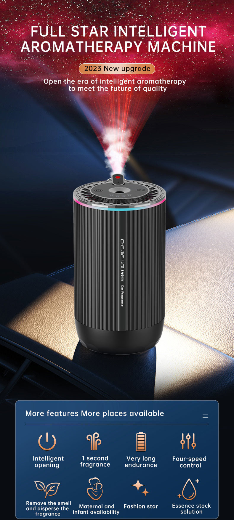 Dark Grey Alloy ABS Electronic Component Car Fragrance Diffuser For Air Freshening
