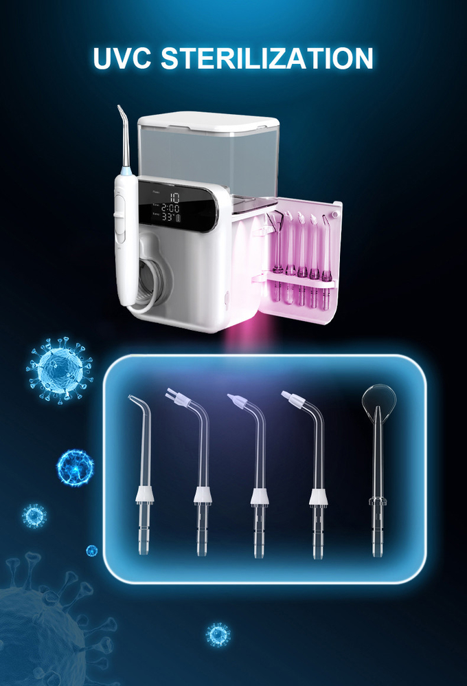 IPX5 Waterproof Cordless Dental Flosser with UV Disinfection 1000ml Oral Irrigator Electric Family Water Flosser