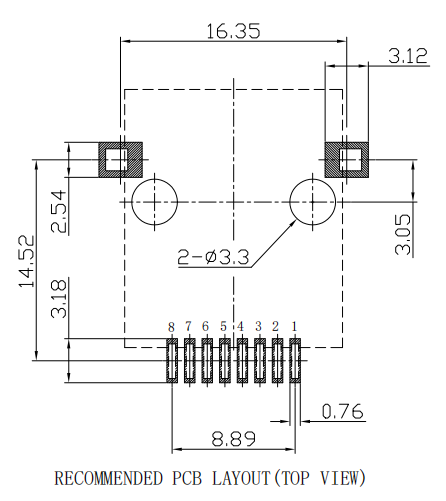 LPJE8802-3C-M7NLR Shielded RJ45 8P8C Modular Jack Latch Down