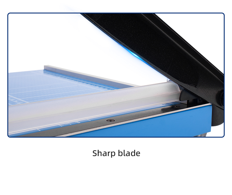 Professional A4 Manual Desktop Paper Cutter with Blue Base and Metal ABS Construction