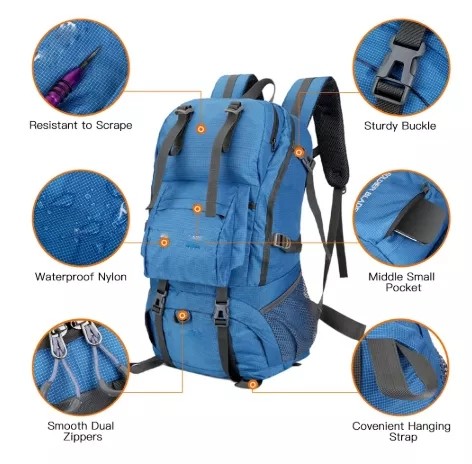 Hiking Lightweight Water Resistant Backpack 50L Camping
