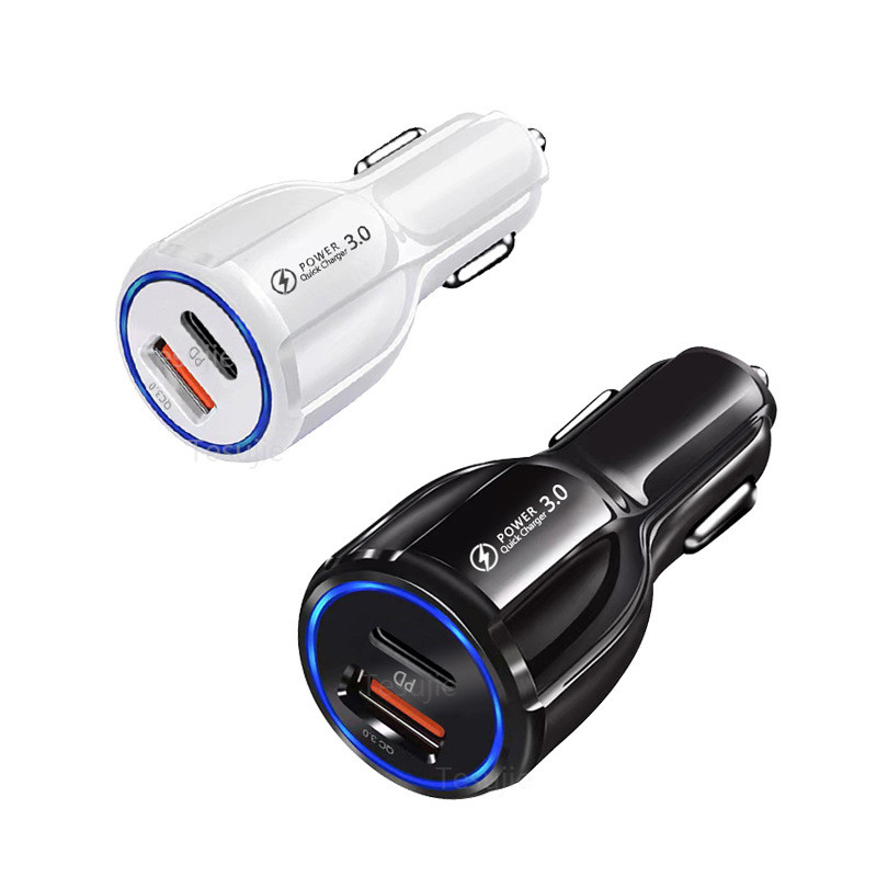 Type C Phone Portable Car Charger 20W QC3.0 PD LED Cigarette Lighter
