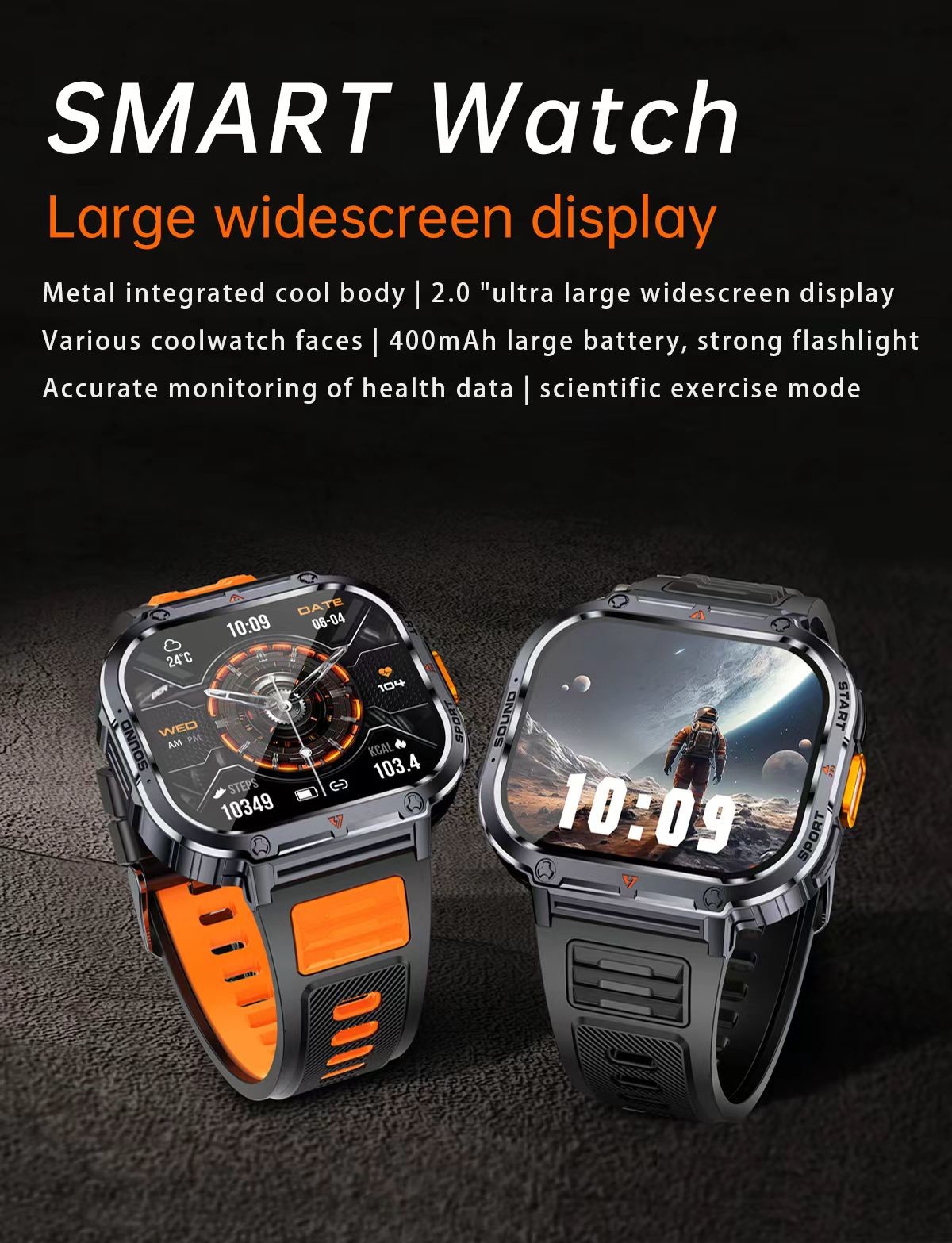 NX23 Men Smart Watch 2.0 Inch BT Call Music Player Smartwatch Multisport