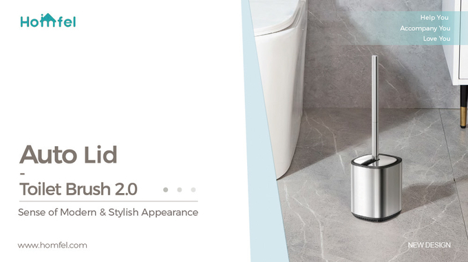 Stainless Steel Flip Lid Toilet Brush And Holder For Household Toilet Cleaning Essentials