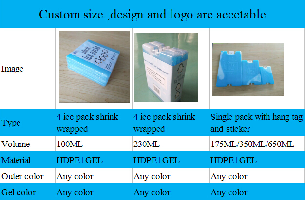 resusable thermal ice box plastic ice brick for lunch box