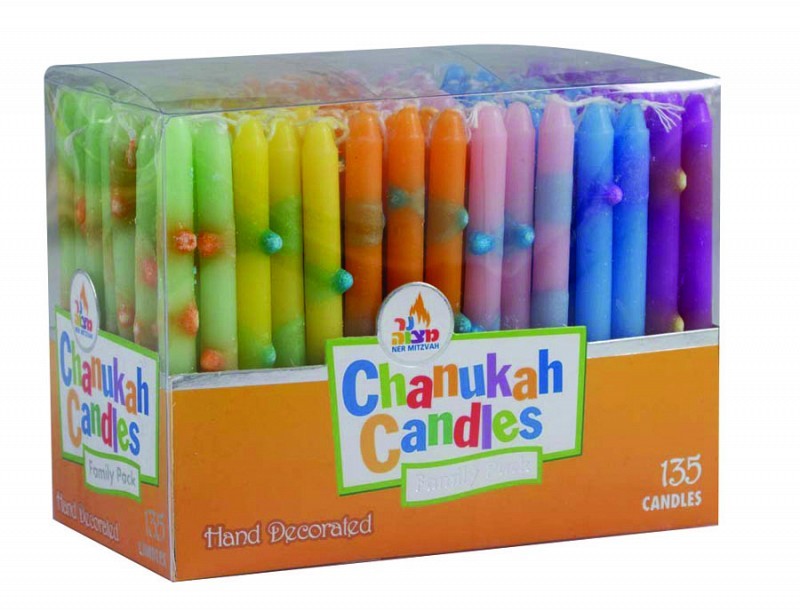 135pk 100% paraffin wax unscented family pack chanukah candles packed into gift box