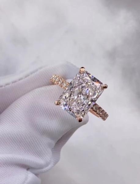 Radiant Diamond Ring White Diamond Ring Engagement Wedding Rings Lab Grown