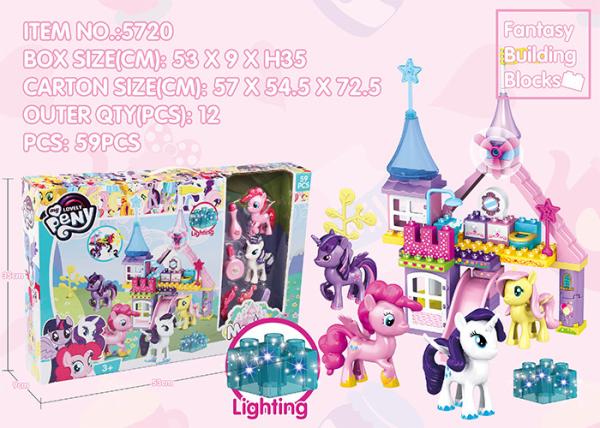 Lighting Plastic Castle Building Blocks Educational Toys Set With 3 X AG13