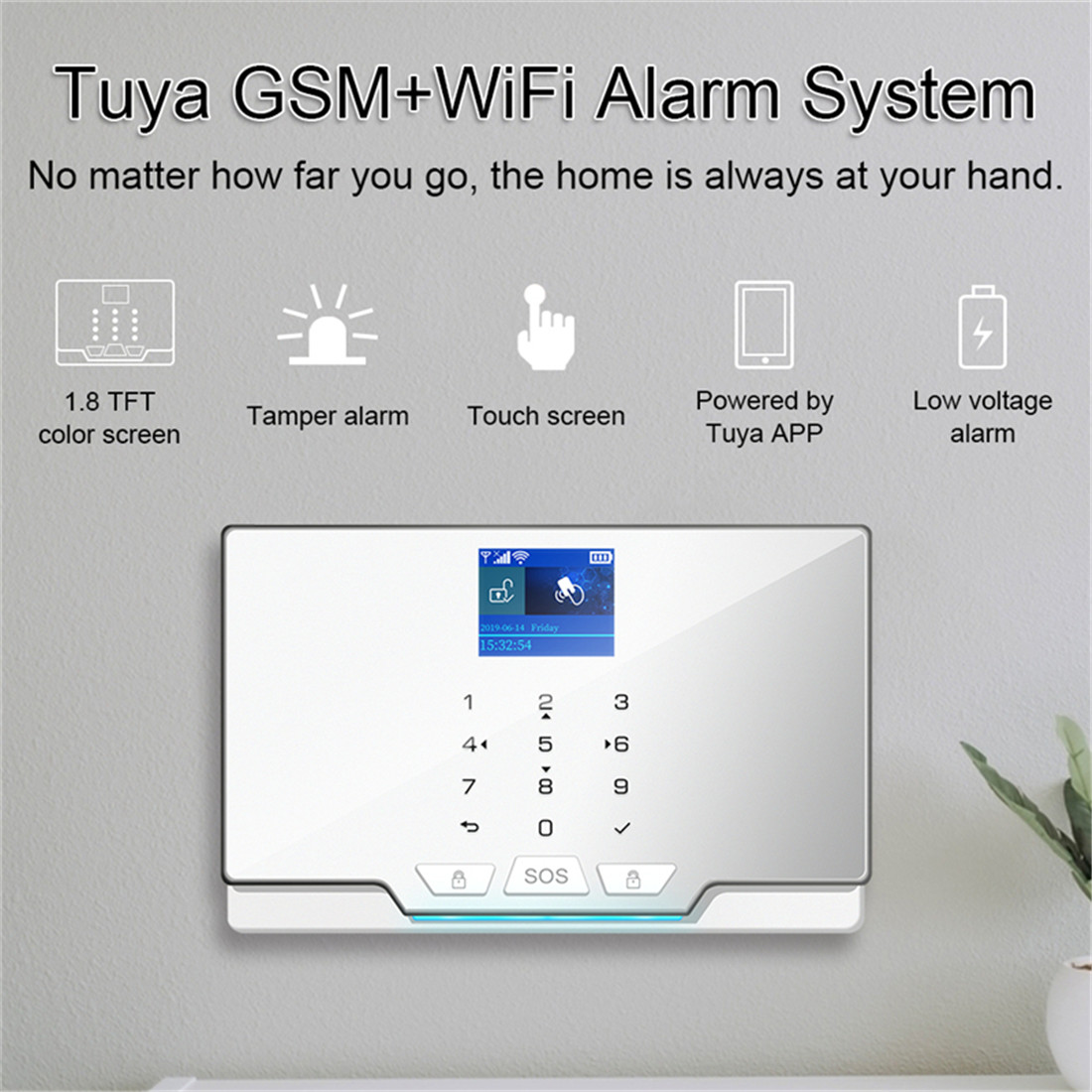 Wireless WIFI GSM Home Security Alarm System For Tuya Smart Life APP With Motion Sensor Compatible With Alexa & Google