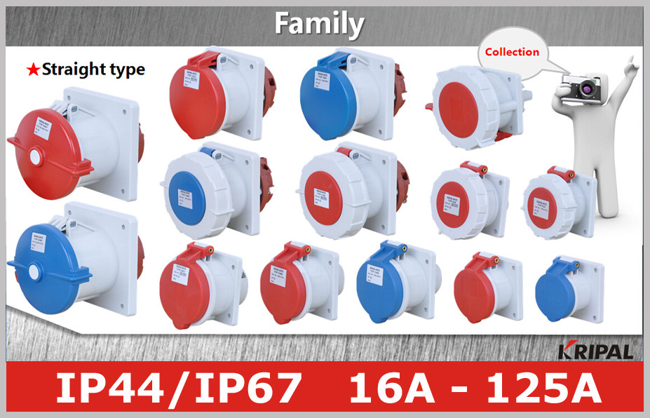 63A 125A Industrial Power Socket / Pin And Sleeve Receptacle Custom