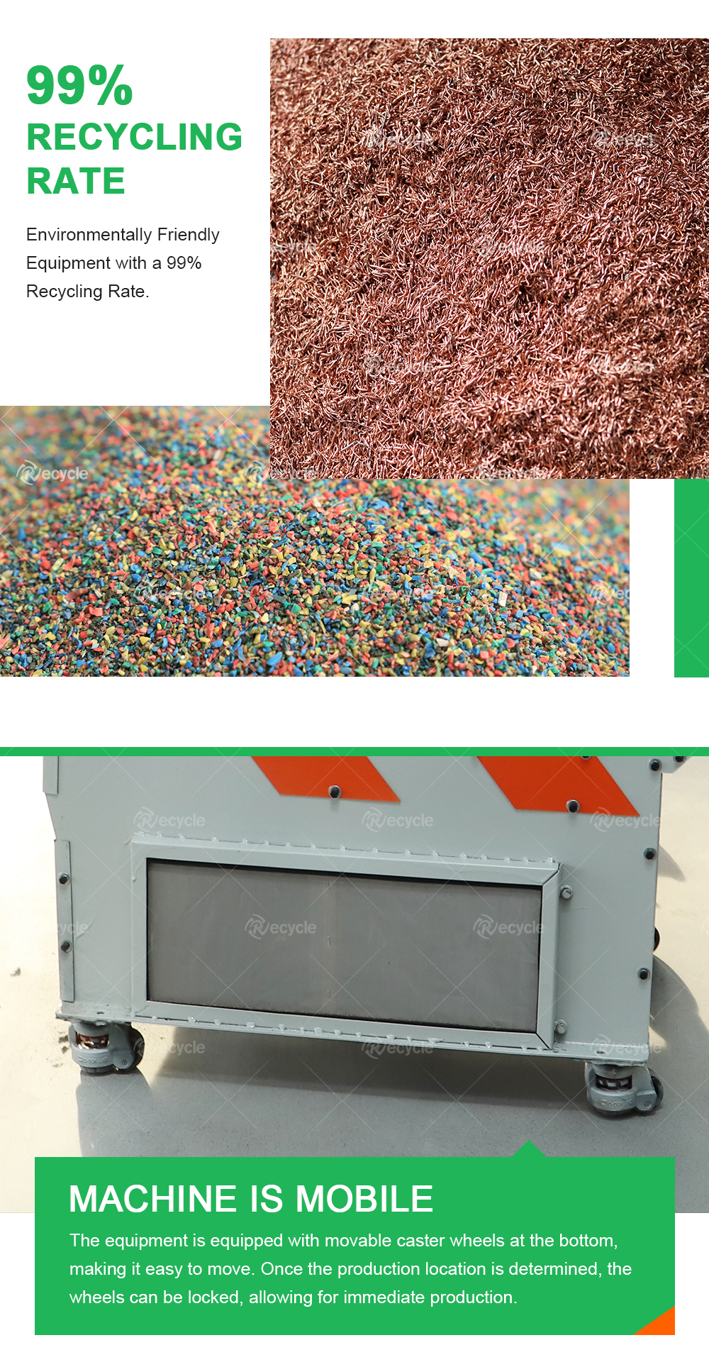 Mini Scrap Cable Recycling Machinery 260KG Weight for Mini Copper Wire Granulation
