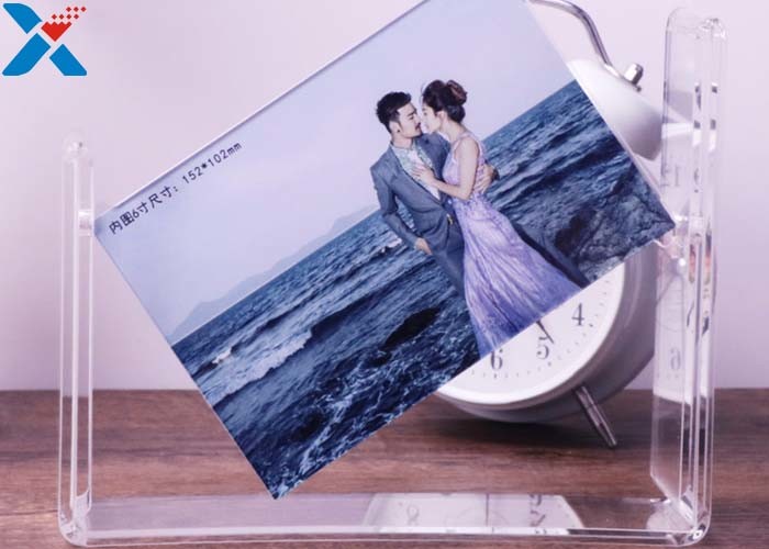 Plexiglass PMMA Custom Acrylic Frames Double Rotating U Shape Picture Table Frame