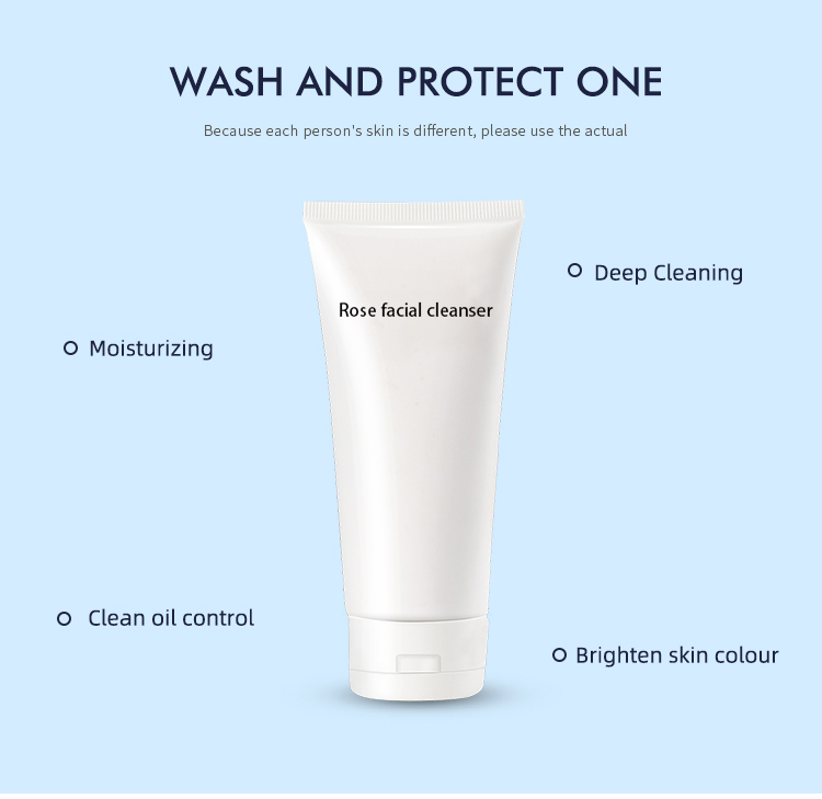 ODM 100g Foaming Facial Cleanser Rose Vegan Face Wash For Acne