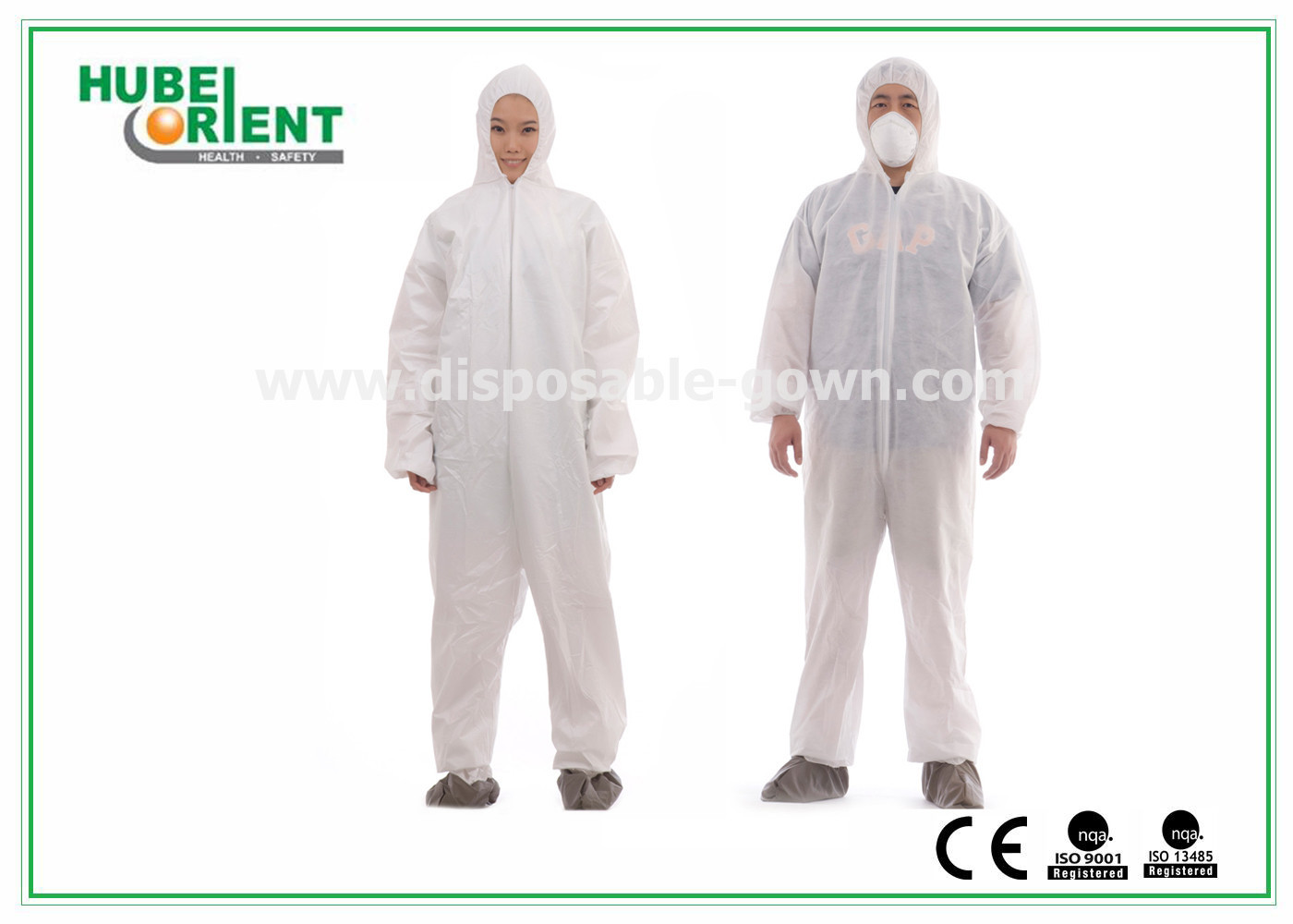 SMS Protective Disposable Waterproof Coverall With Hood And Shoe Cover