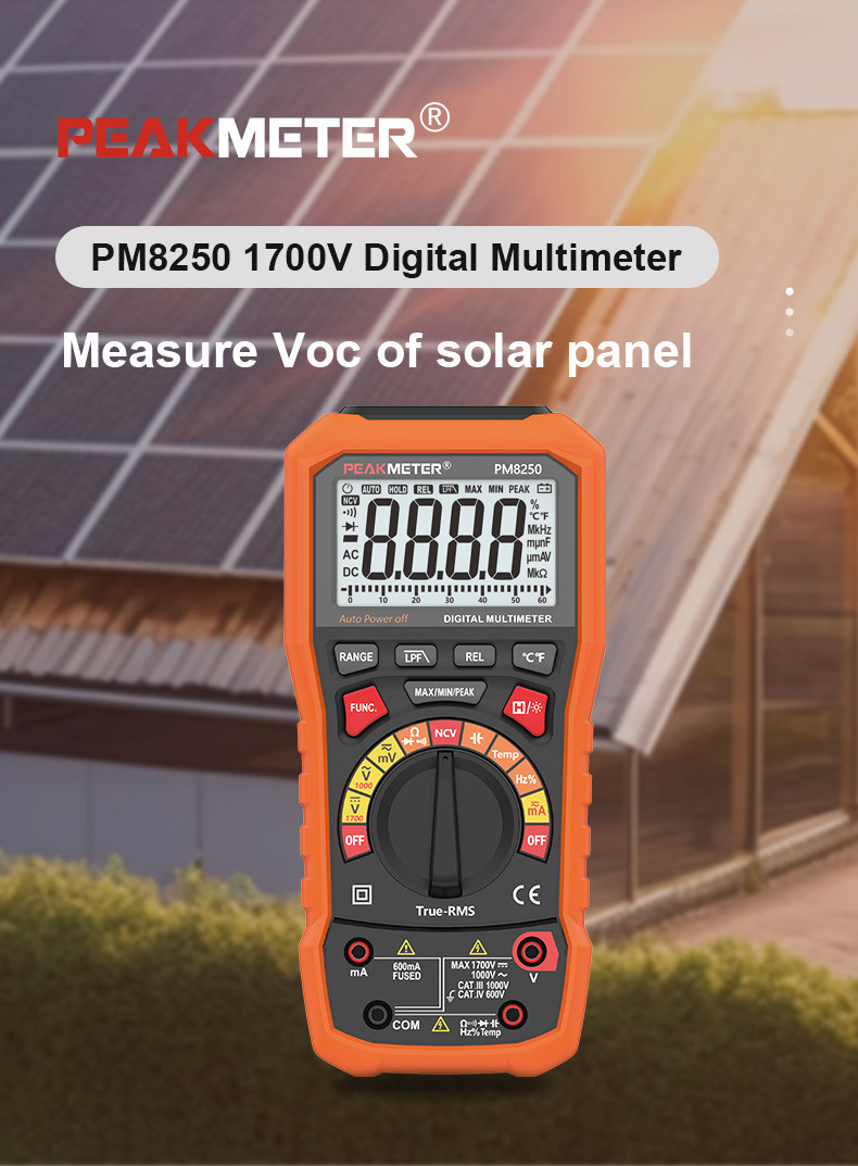 Auto Range Photovoltaic 1700V Digital Multimeter Relative Measurement MAX/MIN/PEAK Multimeter