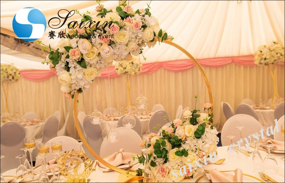 Factory luxury gold frame with white membrane arch for wedding furniture backdrop decoration