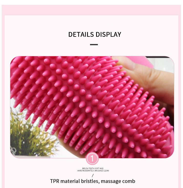 Adjustable Handle Dog Bath Brush TPR Massage Rubber Curry Comb Dog Grooming