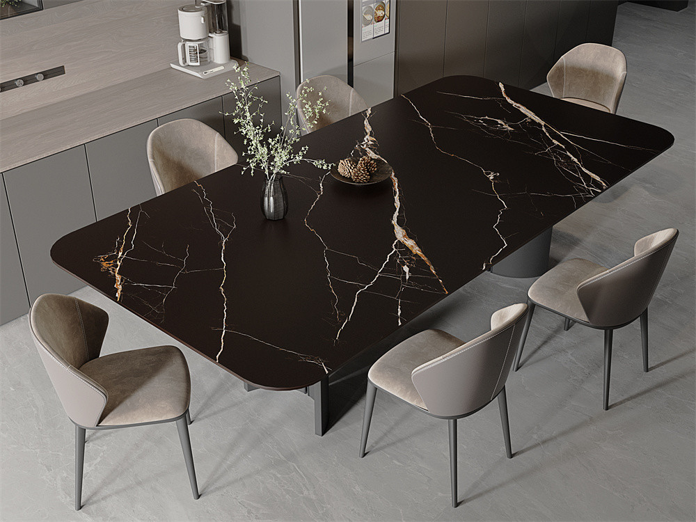 Black 1600x3200mm Big Slabs And Matt Glazed Porcelain Sintered Stone Slab For Bedroom Design