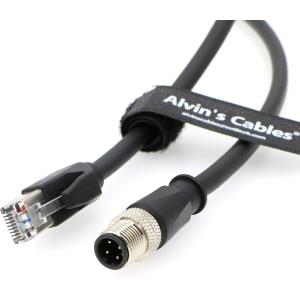 Alvin's M12 4-Pin D-Code to RJ45 8m Green Industrial Ethernet Cable
