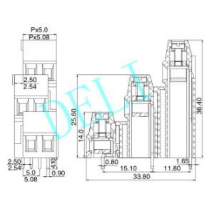 DL128A3-XX-5.0/5.08mm PCB Connector 2 Pole Pcb Panel Mount Terminal Block 300V