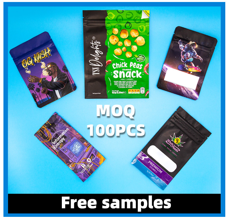 Customized Standing Zipper Fruit Flavor Tobacco Bag Cigar Mylar Bag Tobacco Pouch Resealable Plastic Weed Bag