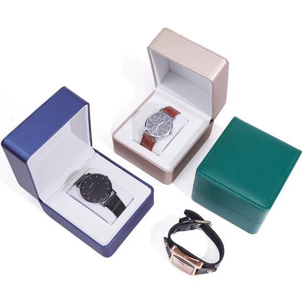 Brush Finishing Faux Leather Watch Storage Box Square Luxury Holder for